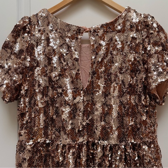 Anthropologie Maeve Bernadette Rose Gold Sequin Tiered Midi Dress Size M - Picture 13 of 17